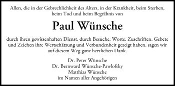 Anzeige von Paul Wünsche von MGO