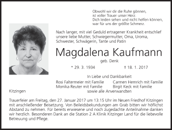 Anzeige von Magdalena Kaufmann von MGO