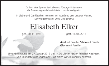 Anzeige von Elisabeth Elker von MGO