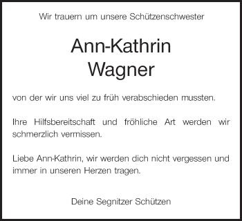 Anzeige von Ann-Kathrin Wagner von MGO