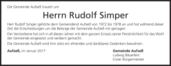Anzeige von Rudolf Simper von MGO