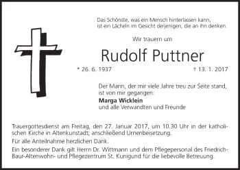 Anzeige von Rudolf Puttner von MGO