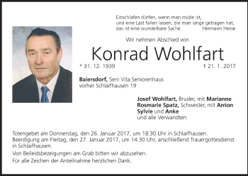 Anzeige von Konrad Wohlfart von MGO