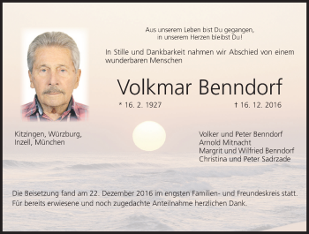 Anzeige von Volkmar Benndorf von MGO