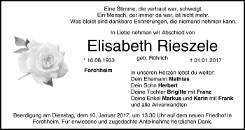Anzeige von Elisabeth Rieszele von MGO