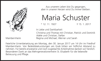 Anzeige von Maria Schuster von MGO