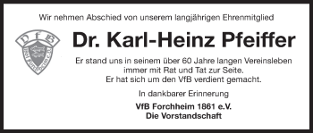 Anzeige von Karl-Heinz Pfeiffer von MGO