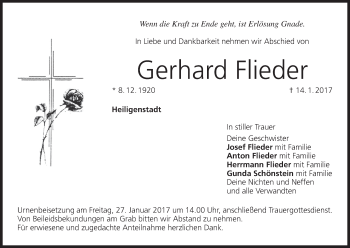 Anzeige von Gerhard Flieder von MGO