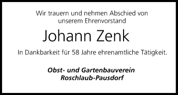 Anzeige von Johann Zenk von MGO