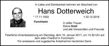 Anzeige von Hans Dotterweich von MGO