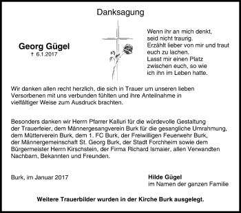 Anzeige von Georg Gügel von MGO
