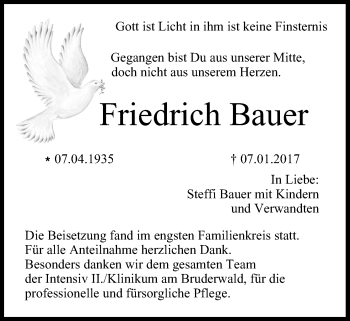 Anzeige von Friedrich Bauer von MGO