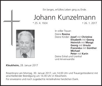 Anzeige von Johann Kunzelmann von MGO