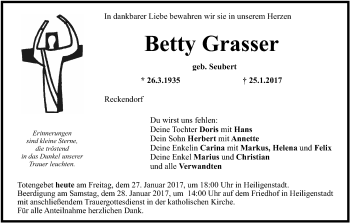 Anzeige von Betty Grasser von MGO