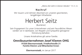 Anzeige von Herbert Seitz von MGO