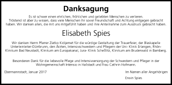 Anzeige von Elisabeth Spies von MGO
