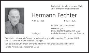 Anzeige von Hermann Fechter von MGO