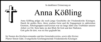 Anzeige von Anna Kößling von MGO