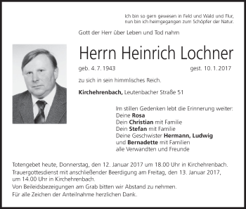 Anzeige von Heinrich Lochner von MGO