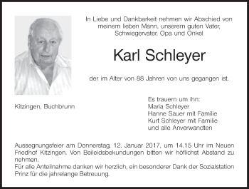 Anzeige von Karl Schleyer von MGO