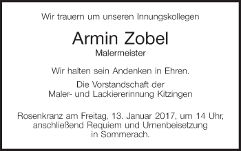 Anzeige von Armin Zobel von MGO