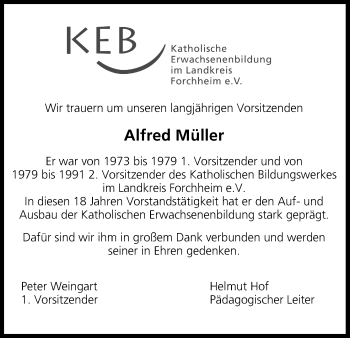 Anzeige von Alfred Müller von MGO