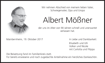 Anzeige von Albert Mößner von MGO