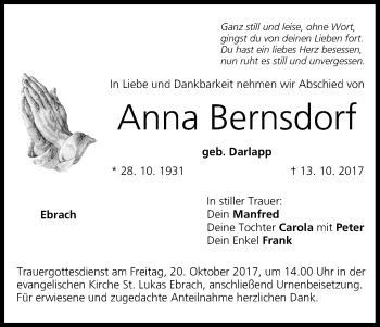 Anzeige von Anna Bernsdorf von MGO