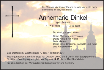 Anzeige von Annemarie Dinkel von MGO