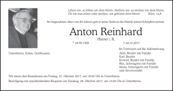 Anzeige von Anton Reinhard von MGO