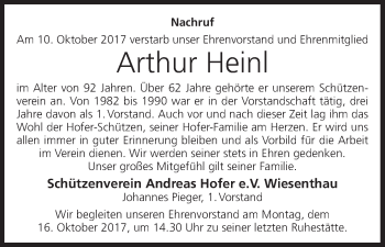 Anzeige von Arthur Heinl von MGO