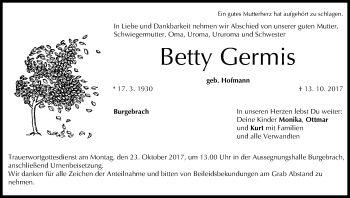 Anzeige von Betty Germis von MGO