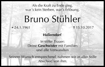 Anzeige von Bruno Stühler von MGO