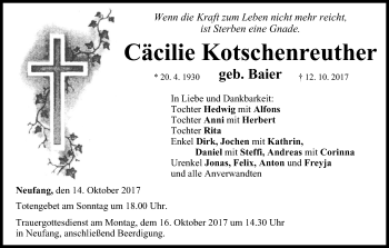 Anzeige von Cäcilie Kotschenreuther von MGO