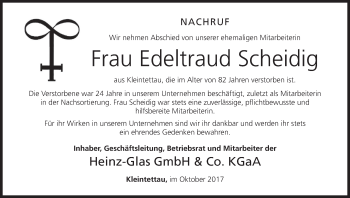 Anzeige von Edeltraud Scheidig von MGO