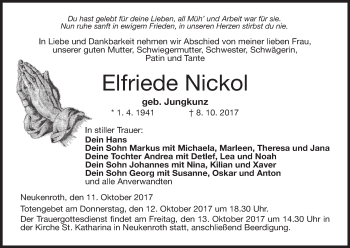 Anzeige von Elfriede Nickol von MGO