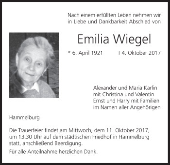 Anzeige von Emilia Wiegel von MGO