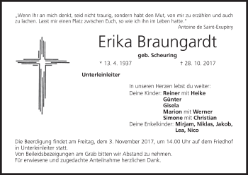 Anzeige von Erika Braungardt von MGO