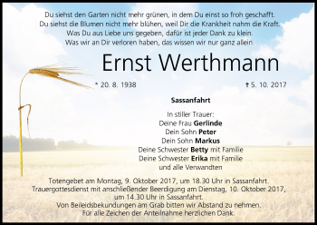 Anzeige von Ernst Werthmann von MGO
