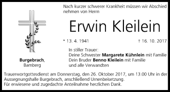 Anzeige von Erwin Kleilein von MGO