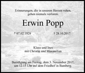 Anzeige von Erwin Popp von MGO