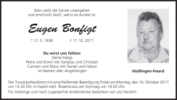 Anzeige von Eugen Bonfigt von MGO