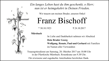 Anzeige von Franz Bischoff von MGO