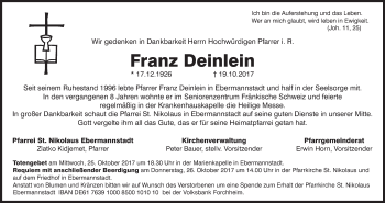 Anzeige von Franz Deinlein von MGO