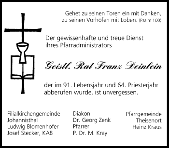 Anzeige von Franz Deinlein von MGO