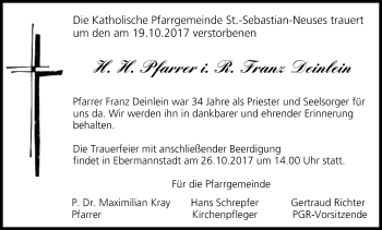 Anzeige von Franz Deinlein von MGO