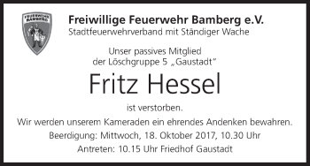 Anzeige von Fritz Hessel von MGO