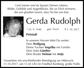 Anzeige von Gerda Rudolph von MGO