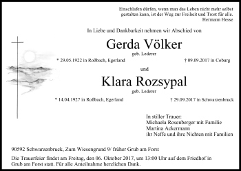 Anzeige von Gerda Völker von MGO