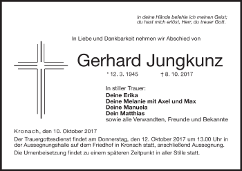 Anzeige von Gerhard Jungkunz von MGO